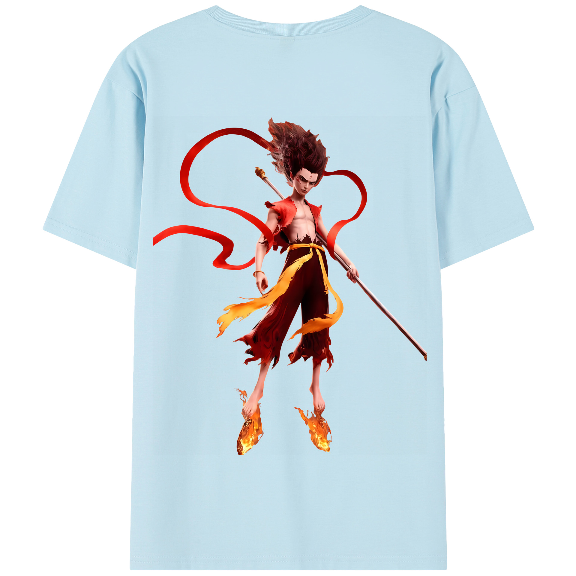 （画像用） Ne Zha 2 ナタ 魔童の大暴れ 綿100％半袖Tシャツ（背面プリント）